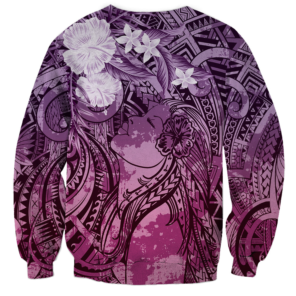 Pacific Beauty Girl Sweatshirt Pink Polyneisan Tribal Vintage Motif