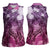Pacific Beauty Girl Women Sleeveless Polo Shirt Pink Polyneisan Tribal Vintage Motif
