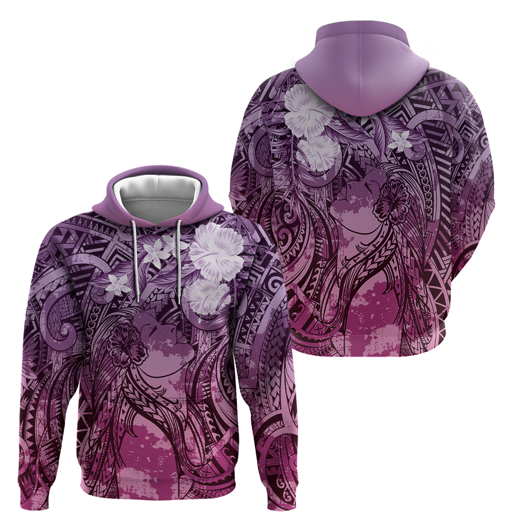 Pacific Beauty Girl Zip Hoodie Pink Polyneisan Tribal Vintage Motif