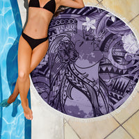 Pacific Beauty Girl Beach Blanket Violet Polyneisan Tribal Vintage Motif