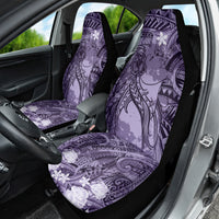 Pacific Beauty Girl Car Seat Cover Violet Polyneisan Tribal Vintage Motif