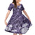 Pacific Beauty Girl Family Matching Off Shoulder Short Dress and Hawaiian Shirt Violet Polyneisan Tribal Vintage Motif