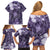 Pacific Beauty Girl Family Matching Off Shoulder Short Dress and Hawaiian Shirt Violet Polyneisan Tribal Vintage Motif