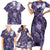 Pacific Beauty Girl Family Matching Short Sleeve Bodycon Dress and Hawaiian Shirt Violet Polyneisan Tribal Vintage Motif