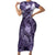 Pacific Beauty Girl Family Matching Short Sleeve Bodycon Dress and Hawaiian Shirt Violet Polyneisan Tribal Vintage Motif