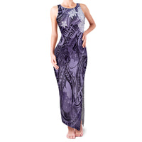 Pacific Beauty Girl Family Matching Tank Maxi Dress and Hawaiian Shirt Violet Polyneisan Tribal Vintage Motif