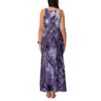 Pacific Beauty Girl Family Matching Tank Maxi Dress and Hawaiian Shirt Violet Polyneisan Tribal Vintage Motif
