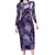 Pacific Beauty Girl Long Sleeve Bodycon Dress Violet Polyneisan Tribal Vintage Motif