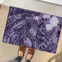 Pacific Beauty Girl Rubber Doormat Violet Polyneisan Tribal Vintage Motif