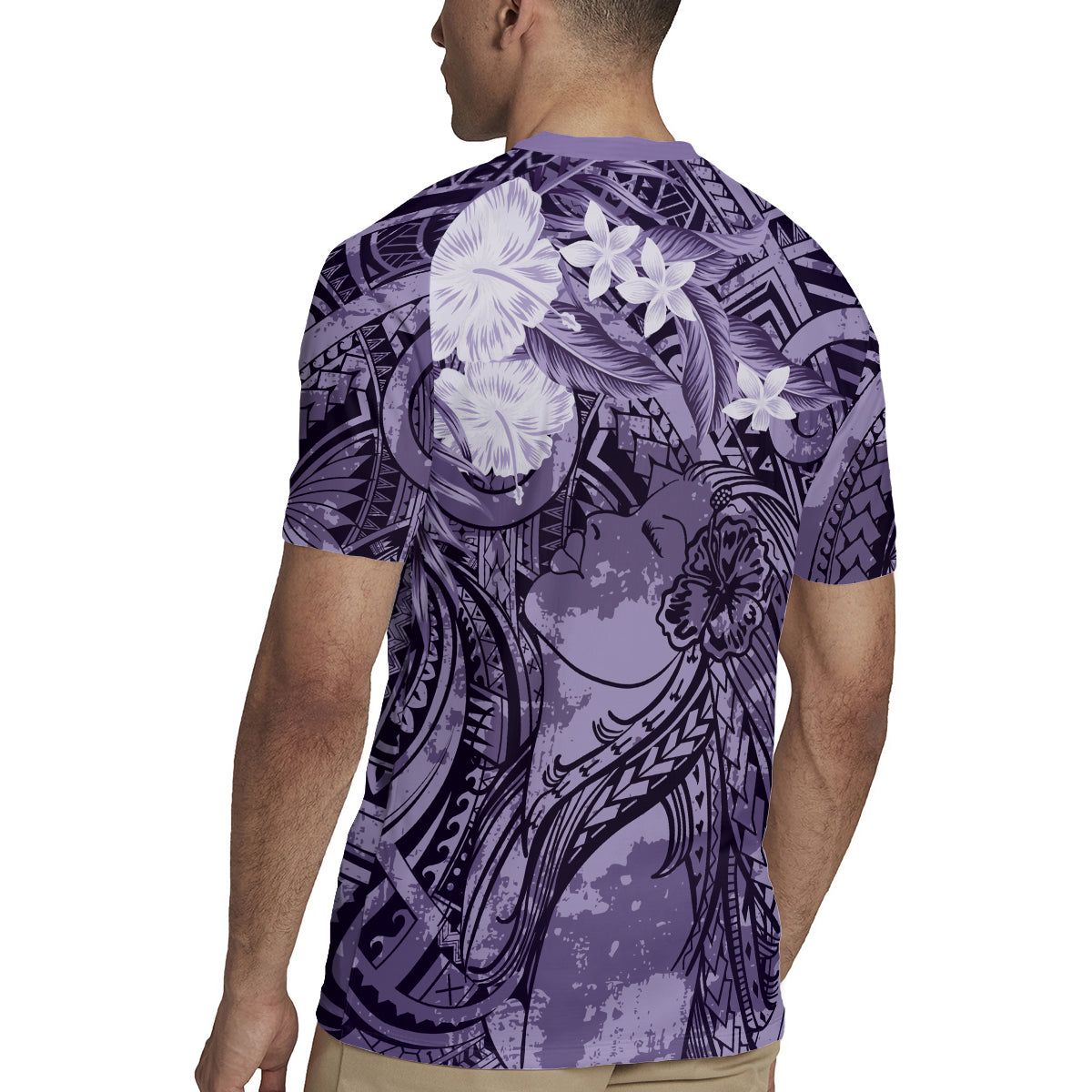 Pacific Beauty Girl Rugby Jersey Violet Polyneisan Tribal Vintage Motif