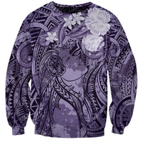 Pacific Beauty Girl Sweatshirt Violet Polyneisan Tribal Vintage Motif
