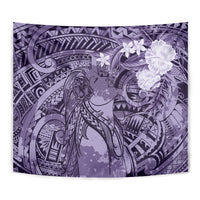 Pacific Beauty Girl Tapestry Violet Polyneisan Tribal Vintage Motif