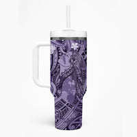 Pacific Beauty Girl Tumbler With Handle Violet Polyneisan Tribal Vintage Motif