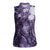 Pacific Beauty Girl Women Sleeveless Polo Shirt Violet Polyneisan Tribal Vintage Motif