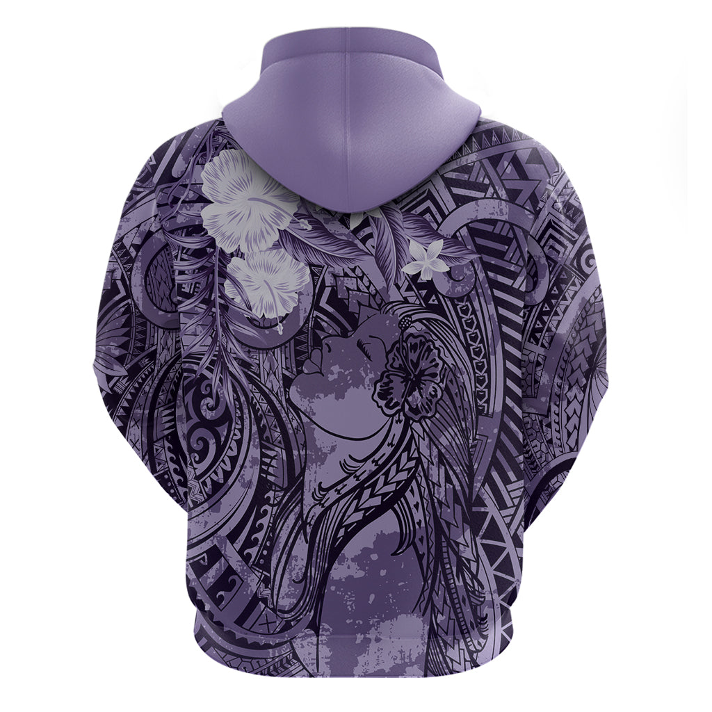 Pacific Beauty Girl Zip Hoodie Violet Polyneisan Tribal Vintage Motif