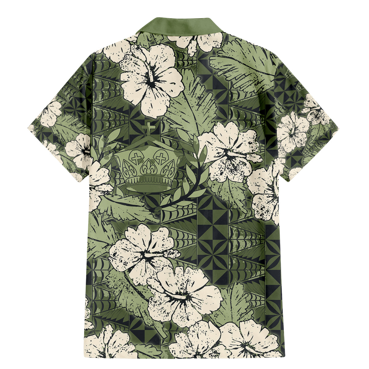 Tongan Kupesi Ngatu Hibiscus Vintage Motif Family Matching Mermaid Dress and Hawaiian Shirt