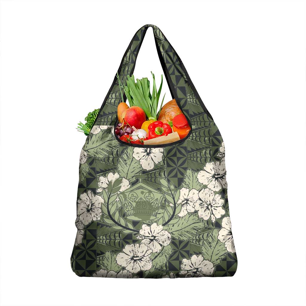 Tongan Kupesi Ngatu Hibiscus Vintage Motif Grocery Bag