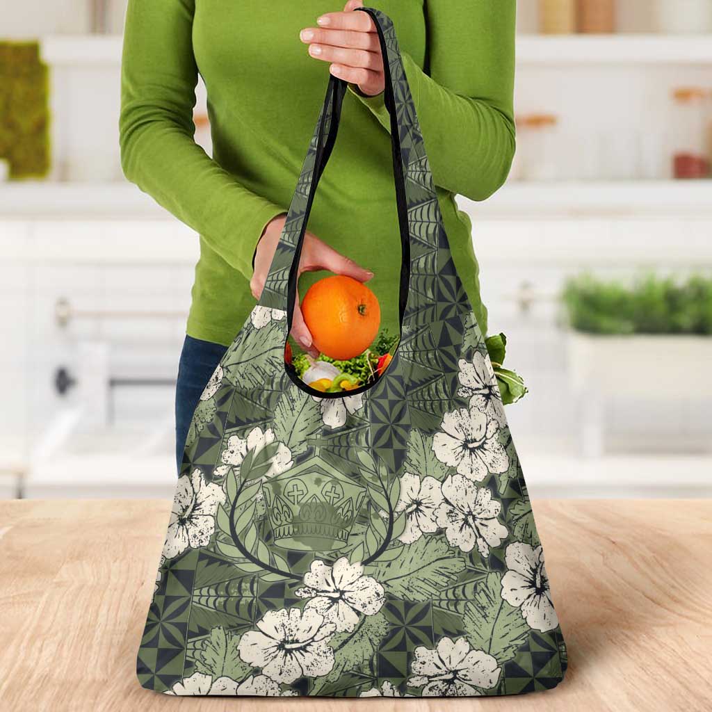 Tongan Kupesi Ngatu Hibiscus Vintage Motif Grocery Bag