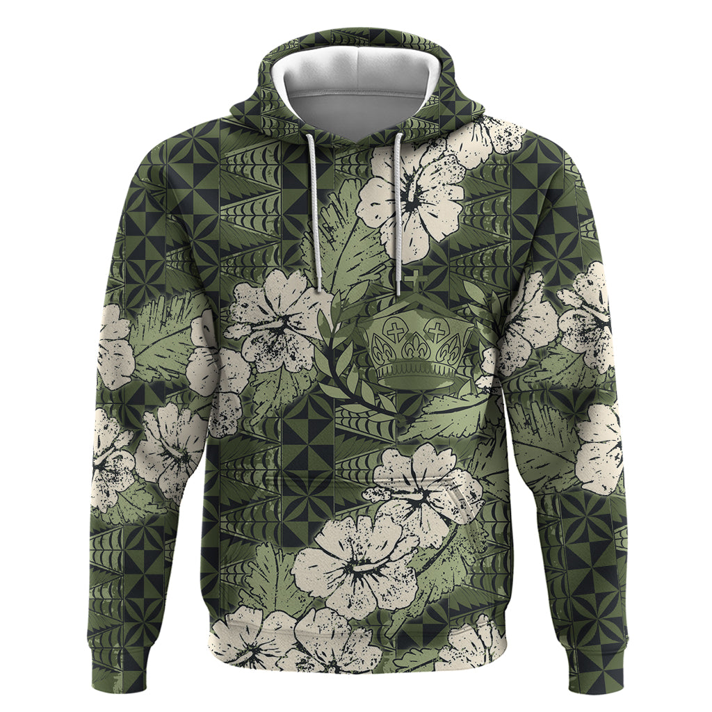 Tongan Kupesi Ngatu Hibiscus Vintage Motif Hoodie