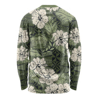 Tongan Kupesi Ngatu Hibiscus Vintage Motif Long Sleeve Shirt