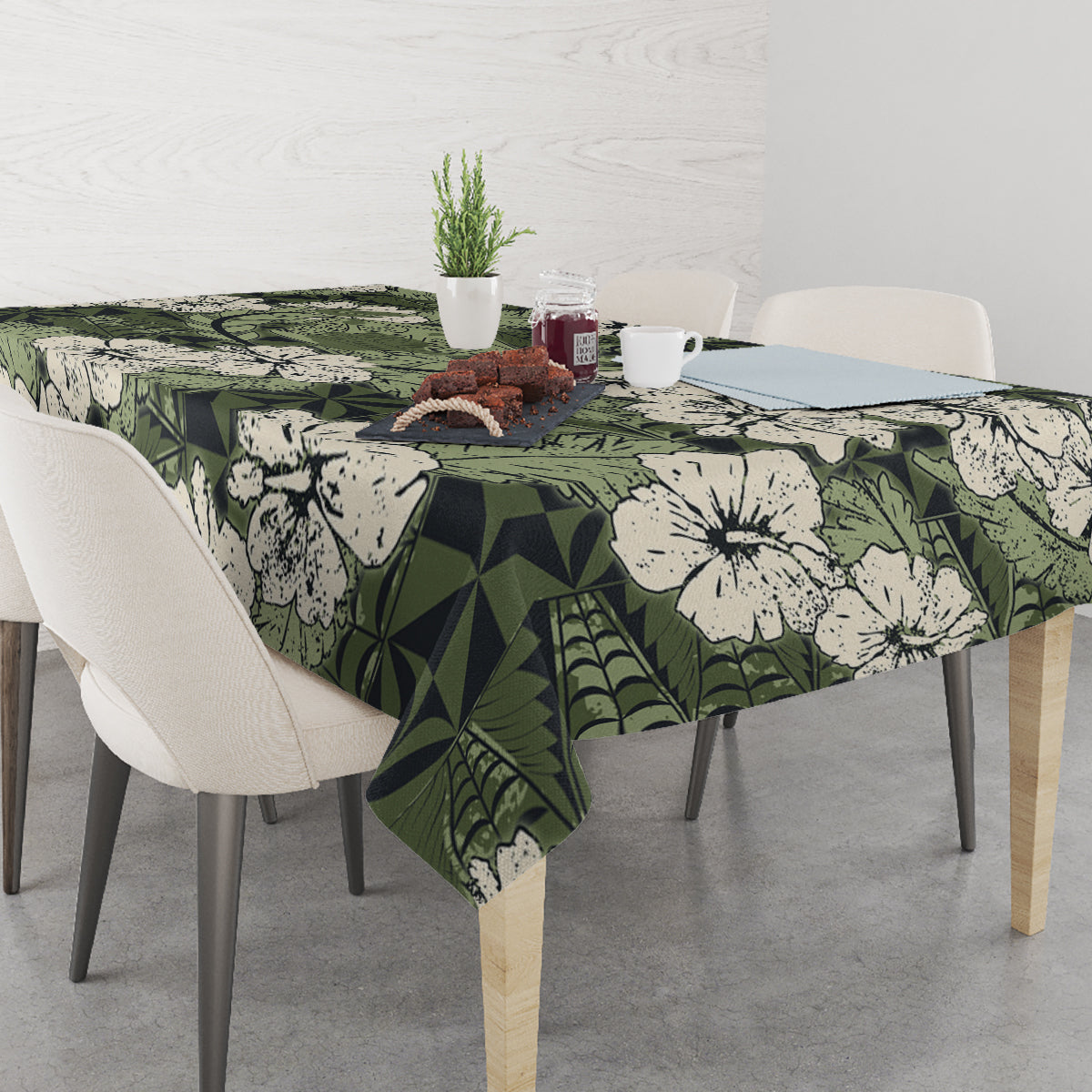 Tongan Kupesi Ngatu Hibiscus Vintage Motif Tablecloth