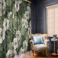 Tongan Kupesi Ngatu Hibiscus Vintage Motif Window Curtain