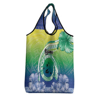 Malpampa Vanuatu Grocery Bag Hibiscus Sand Drawing with Pacific Pattern