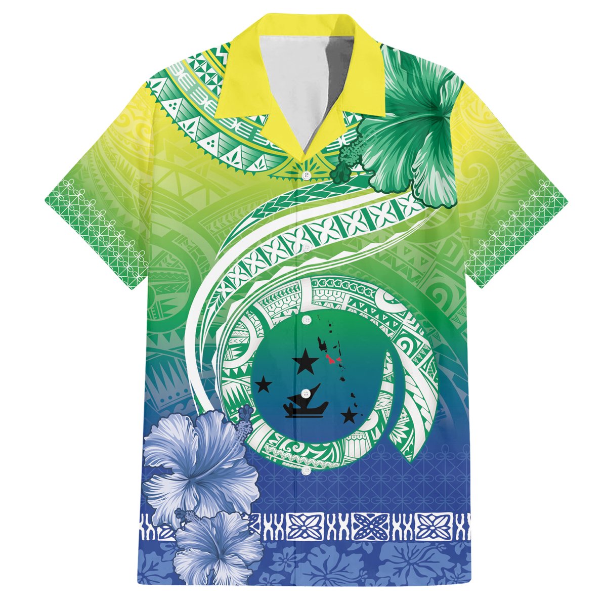 Malpampa Vanuatu Hawaiian Shirt Hibiscus Sand Drawing with Pacific Pattern LT9 Green Art - Polynesian Pride