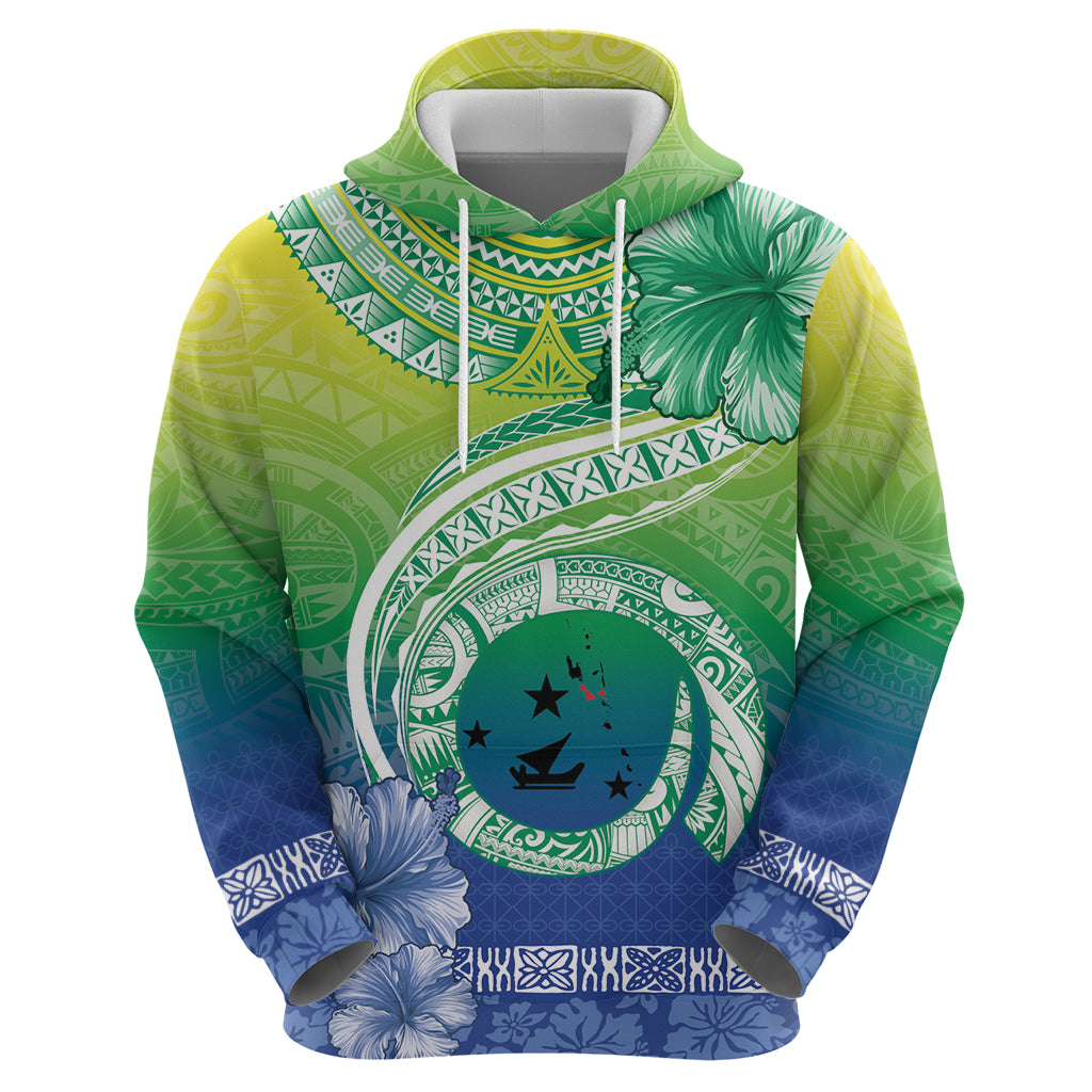 Malpampa Vanuatu Hoodie Hibiscus Sand Drawing with Pacific Pattern