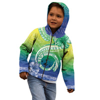 Malpampa Vanuatu Kid Hoodie Hibiscus Sand Drawing with Pacific Pattern