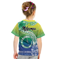 Malpampa Vanuatu Kid T Shirt Hibiscus Sand Drawing with Pacific Pattern LT9 - Polynesian Pride