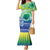 Malpampa Vanuatu Mermaid Dress Hibiscus Sand Drawing with Pacific Pattern