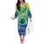 Malpampa Vanuatu Off The Shoulder Long Sleeve Dress Hibiscus Sand Drawing with Pacific Pattern