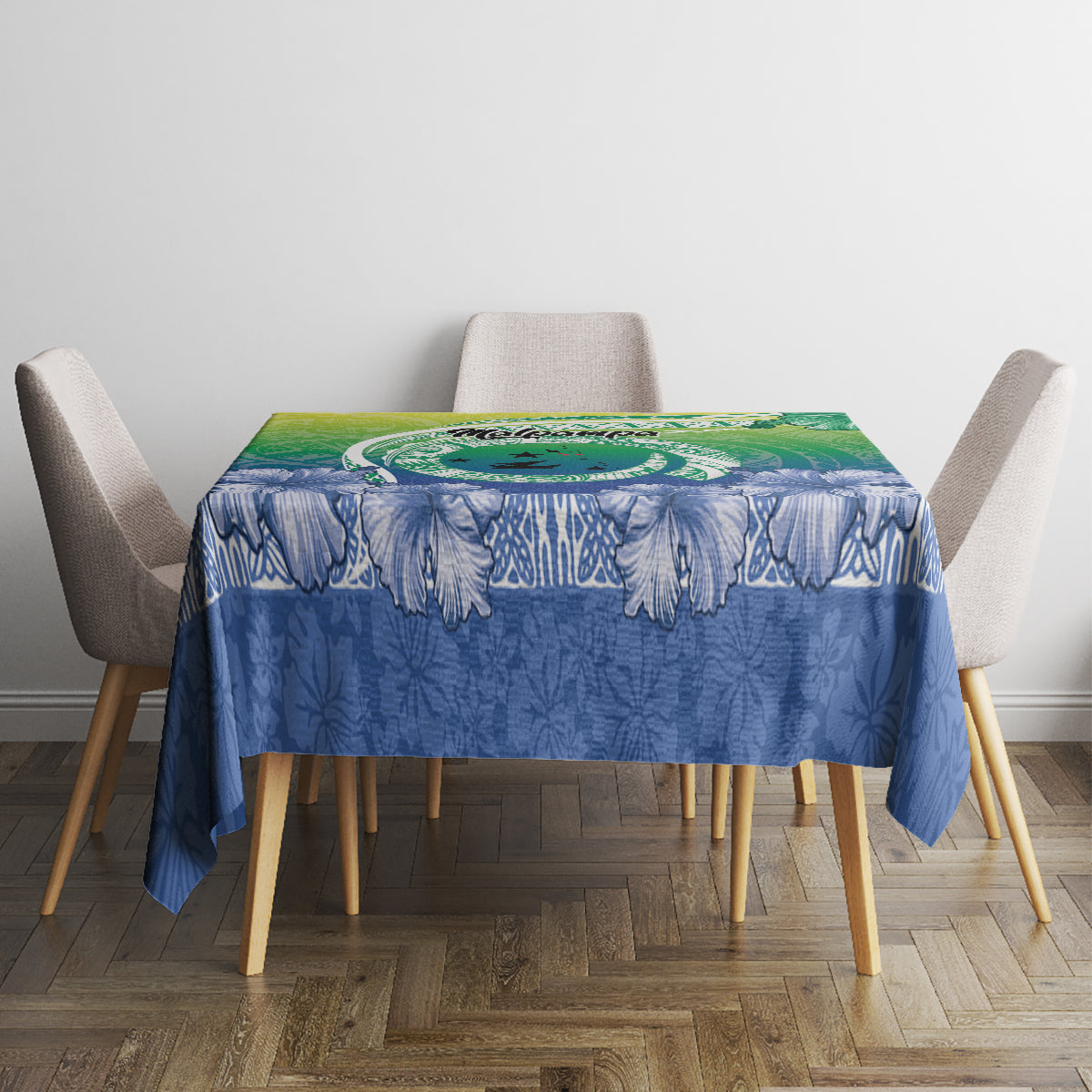 Malpampa Vanuatu Tablecloth Hibiscus Sand Drawing with Pacific Pattern