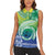 Malpampa Vanuatu Women Sleeveless Polo Shirt Hibiscus Sand Drawing with Pacific Pattern
