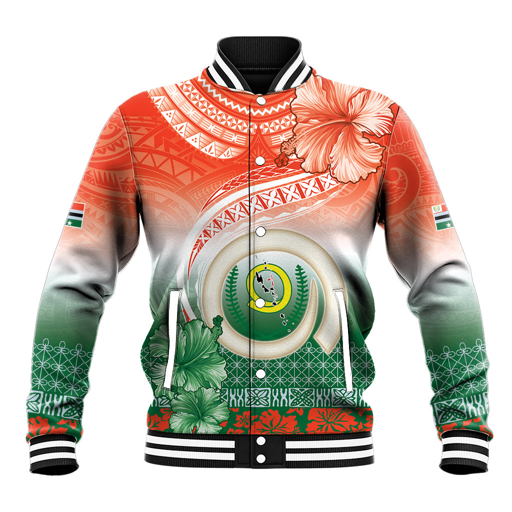 Penama Vanuatu Baseball Jacket Hibiscus Sand Drawing with Pacific Pattern