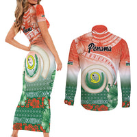 Penama Vanuatu Couples Matching Short Sleeve Bodycon Dress and Long Sleeve Button Shirt Hibiscus Sand Drawing with Pacific Pattern