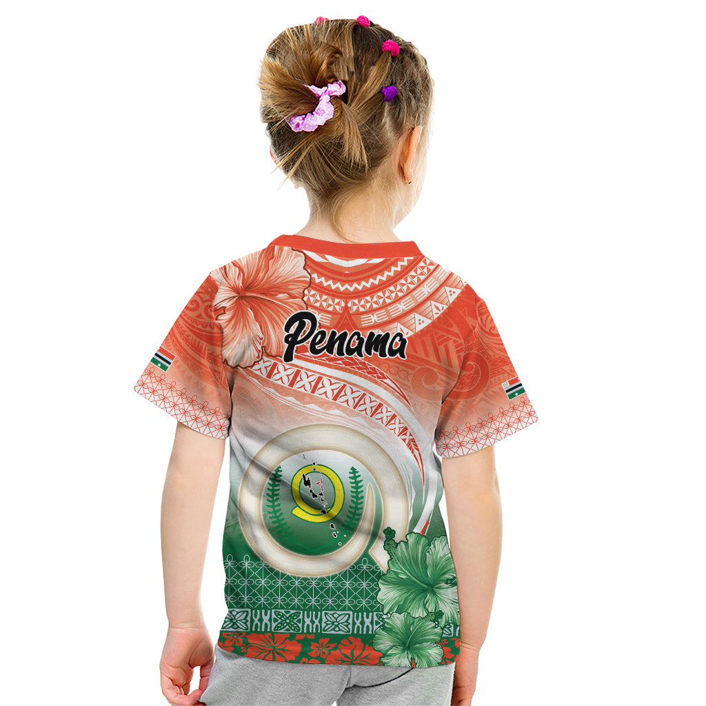 Penama Vanuatu Kid T Shirt Hibiscus Sand Drawing with Pacific Pattern