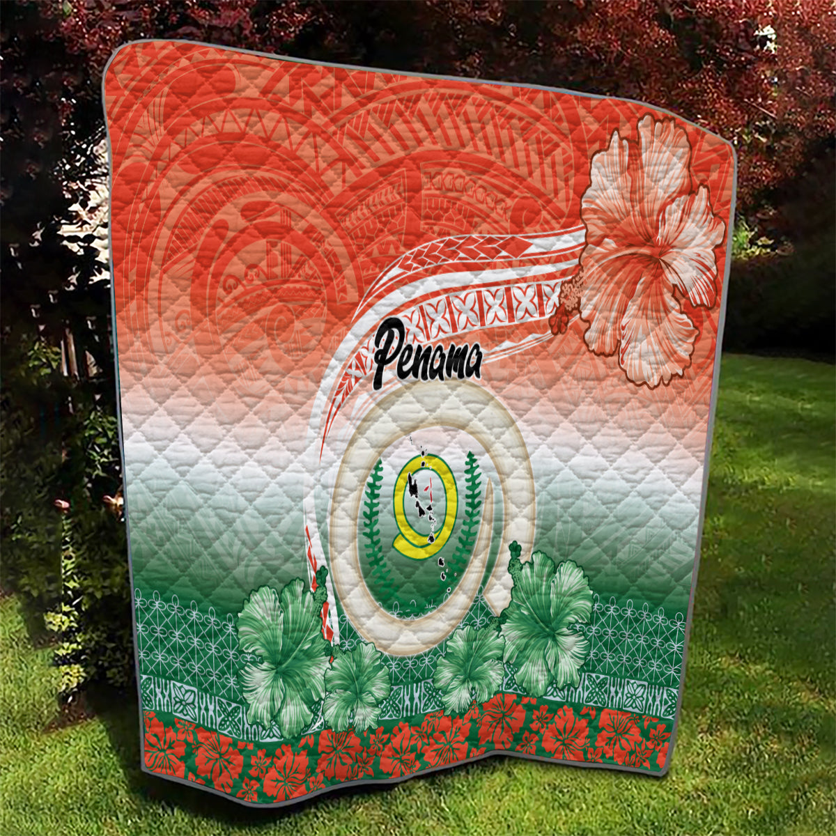 Penama Vanuatu Quilt Hibiscus Sand Drawing with Pacific Pattern