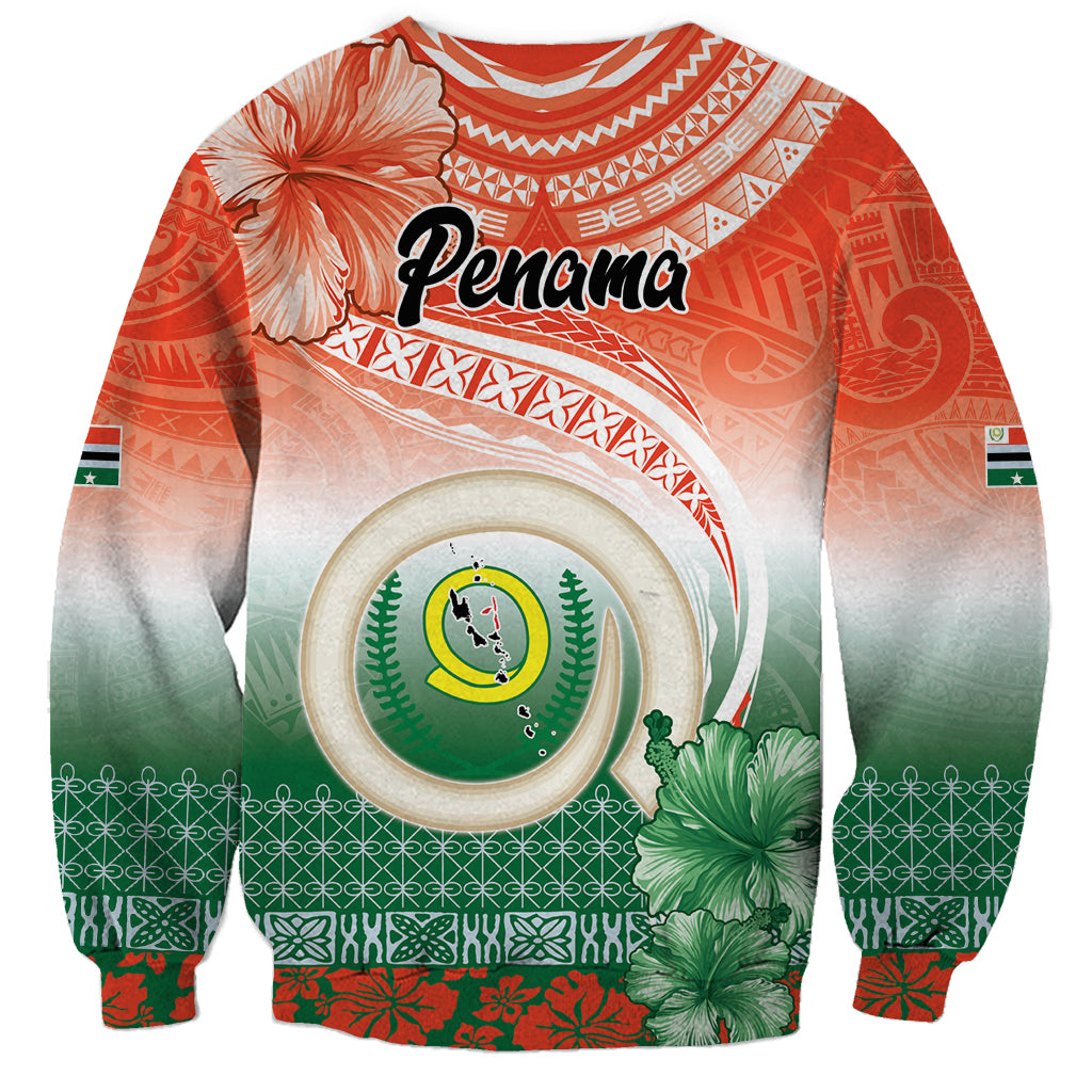 Penama Vanuatu Sweatshirt Hibiscus Sand Drawing with Pacific Pattern