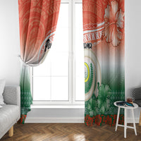 Penama Vanuatu Window Curtain Hibiscus Sand Drawing with Pacific Pattern