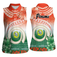 Penama Vanuatu Women Sleeveless Polo Shirt Hibiscus Sand Drawing with Pacific Pattern