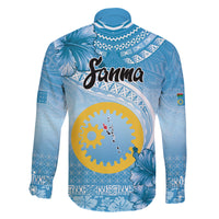 Sanma Vanuatu Family Matching Long Sleeve Bodycon Dress and Hawaiian Shirt Hibiscus Sand Drawing with Pacific Pattern