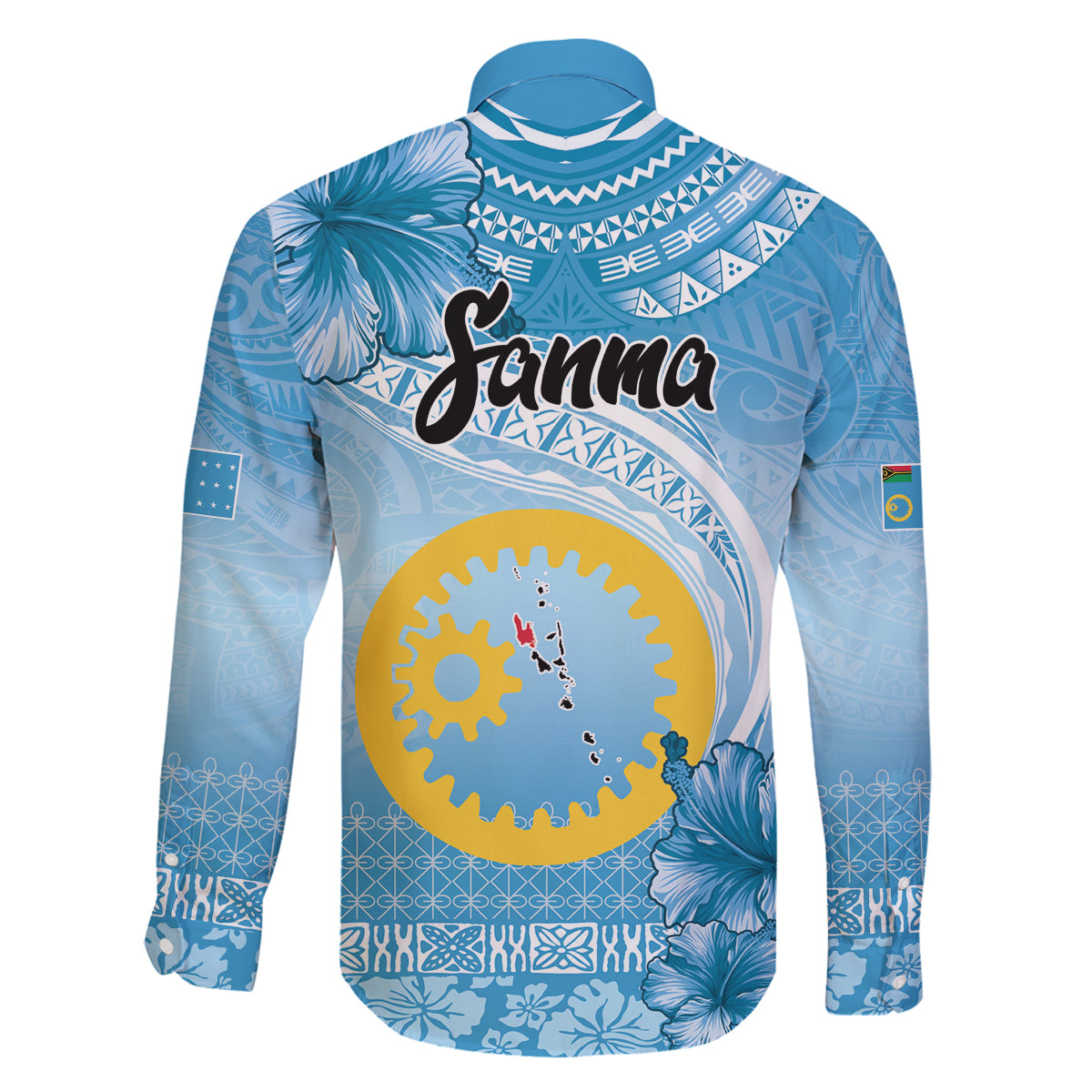 Sanma Vanuatu Family Matching Off The Shoulder Long Sleeve Dress and Hawaiian Shirt Hibiscus Sand Drawing with Pacific Pattern