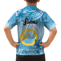 Sanma Vanuatu Family Matching Short Sleeve Bodycon Dress and Hawaiian Shirt Hibiscus Sand Drawing with Pacific Pattern