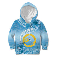Sanma Vanuatu Kid Hoodie Hibiscus Sand Drawing with Pacific Pattern