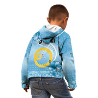 Sanma Vanuatu Kid Hoodie Hibiscus Sand Drawing with Pacific Pattern