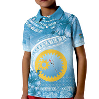 Sanma Vanuatu Kid Polo Shirt Hibiscus Sand Drawing with Pacific Pattern