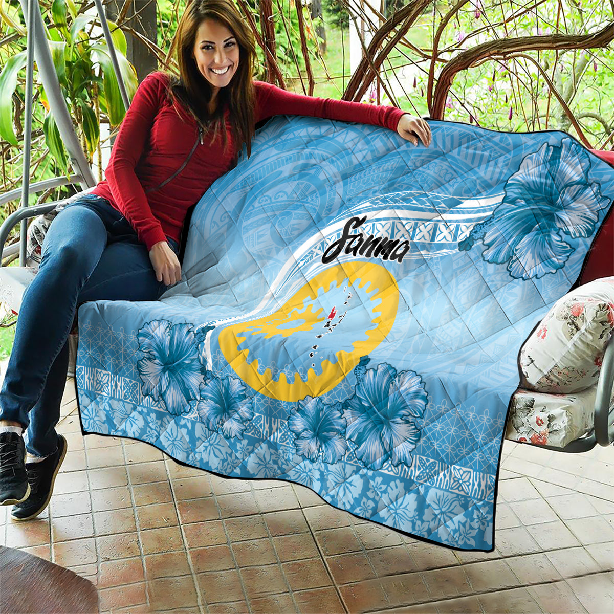 Sanma Vanuatu Quilt Hibiscus Sand Drawing with Pacific Pattern