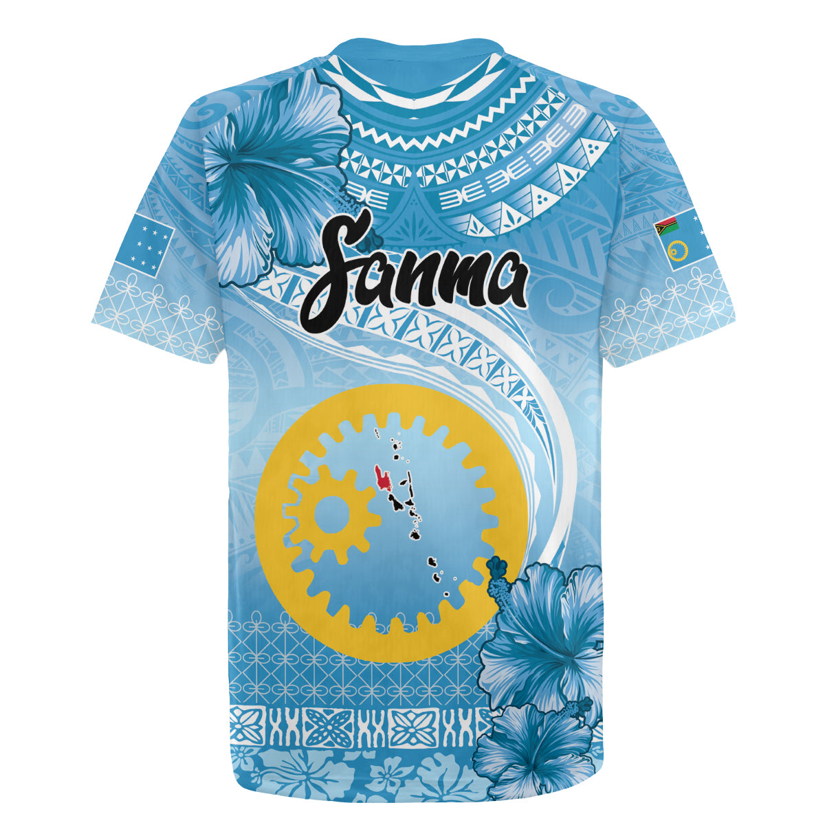 Sanma Vanuatu Rugby Jersey Hibiscus Sand Drawing with Pacific Pattern